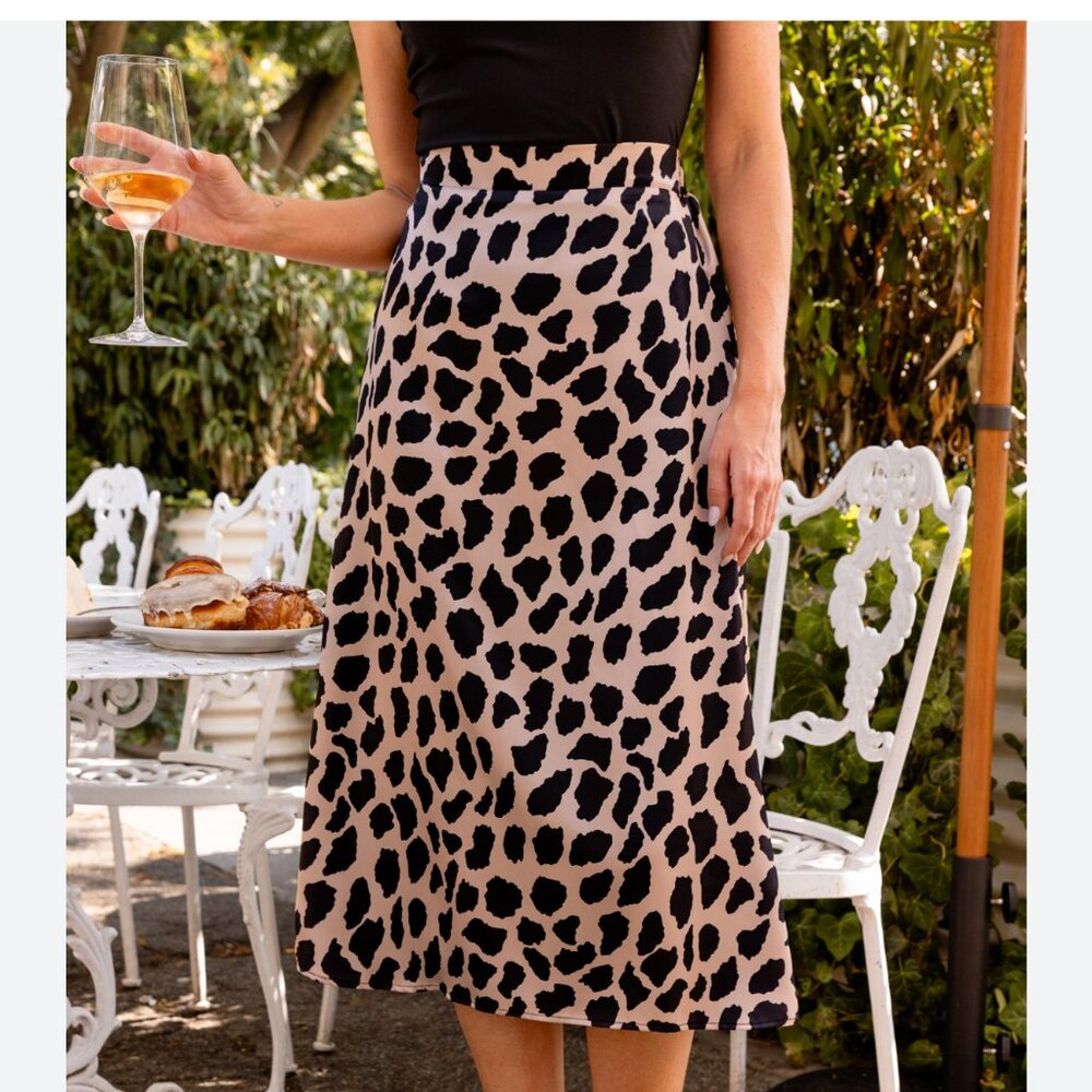 Midi Slip Skirt M animalcore leopard cheetah giraffe elastic NWOT boho party